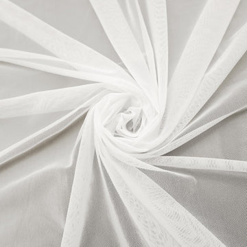 4-Way Stretch Mesh Fabric 60 Inch 5 Yard Lightweight Sheer Mesh(Off-White)