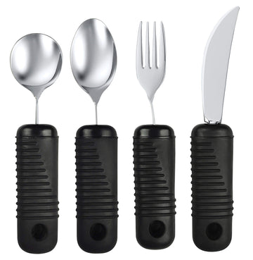 Jay Make Eating Easier Big Grip Utensil Set |Arthritis Aid Silverware Set|Ribbed Rubber Handles and Stainless Steel