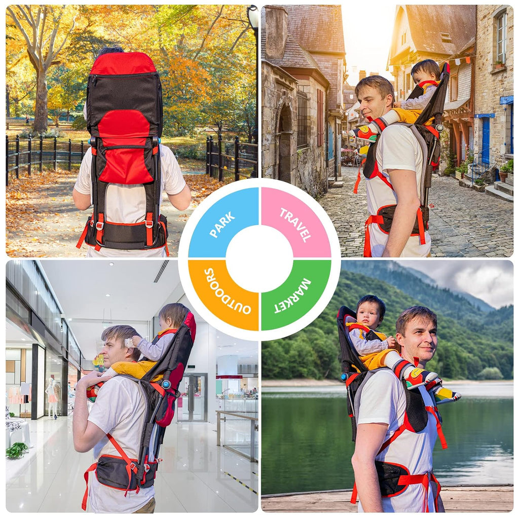 Shoulder Carrier Baby Hiking Backpack Carrier with Rain Cover Sun Shade for Child Safe Backrest and Toddler Ergonomic