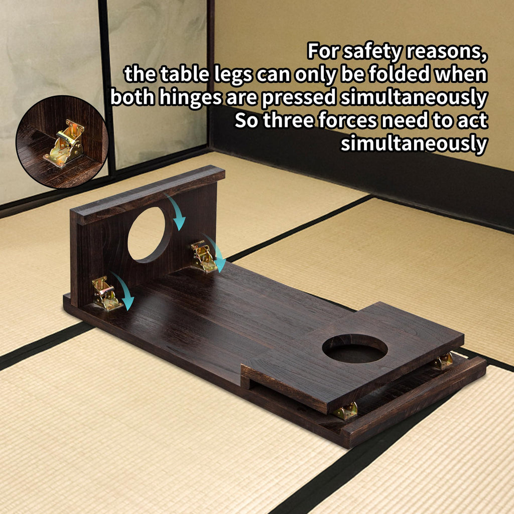 Foldable Japanese Coffee Table, Folding Japanese Floor Table, Natural Brown Coffee Table, Minimalist Tatami Table