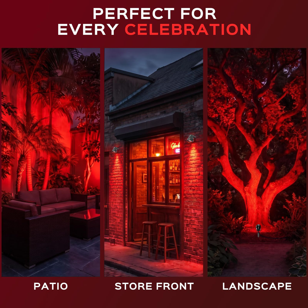 Spot Lights Outdoor, Red Landscape Spotlights Party 4 Pack
