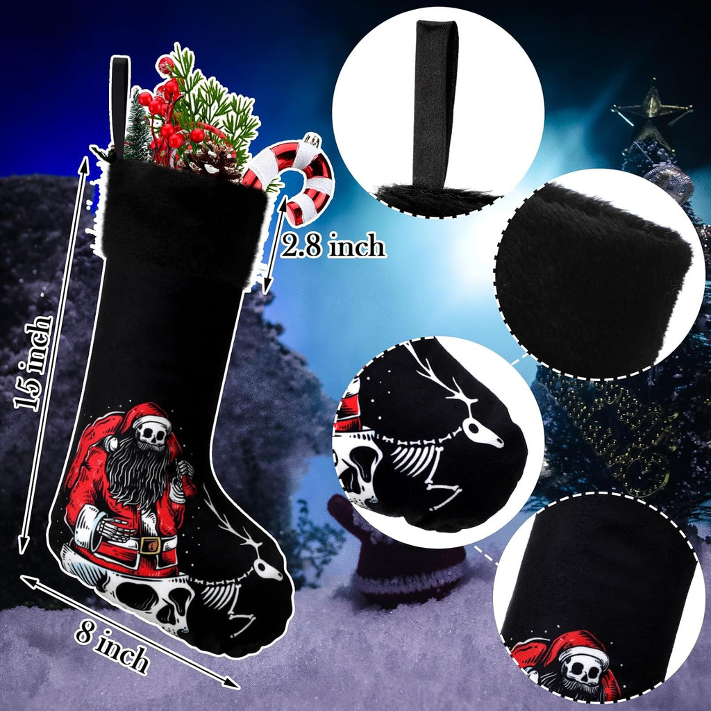 Christmas Stockings, Scary Theme Goth Plush - Set of 4