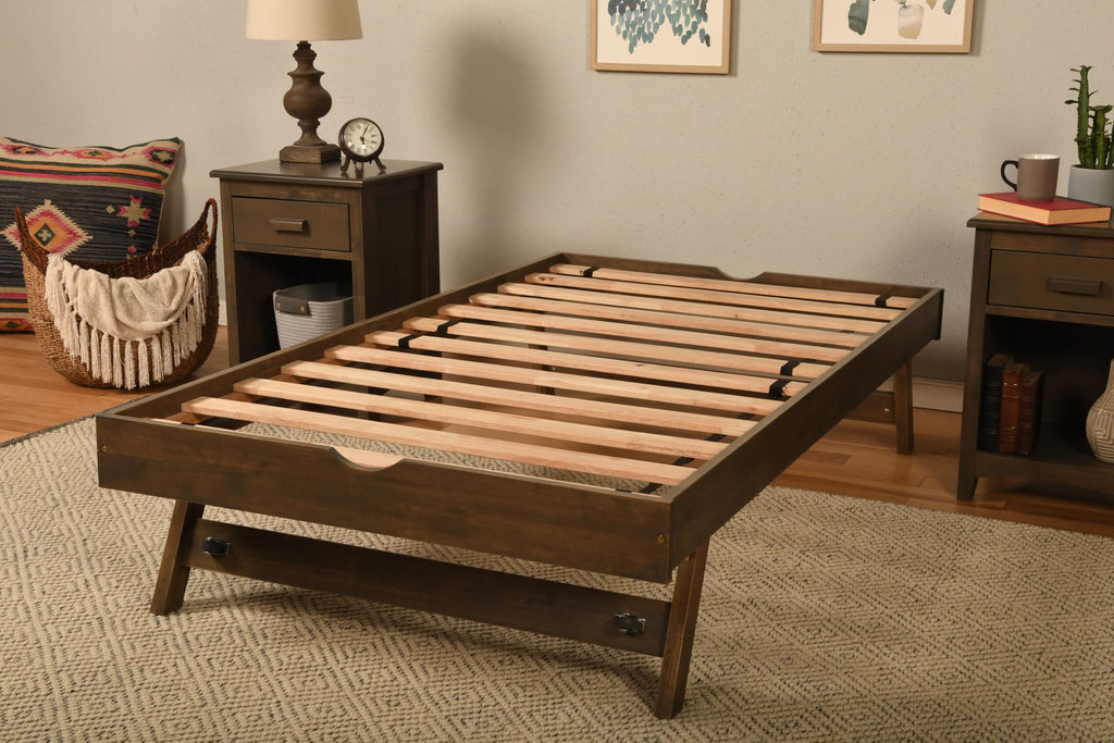 Rustic Brown Solid Wood Daybed, Cama de Madera
