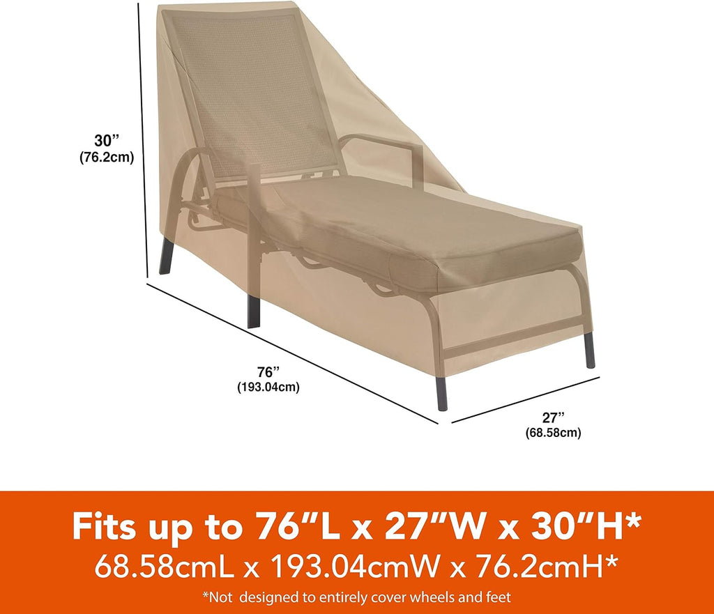 Basics Patio Chaise Lounge Chair Cover - Weather-Resistant Fabric - Furniture Protection Perfect , Deck, and Porch