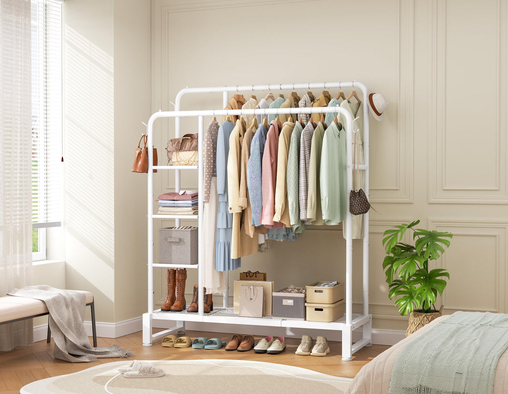 Double Rods Clothes Rack Clothing Rack, Clothes Rack for Hanging Clothes