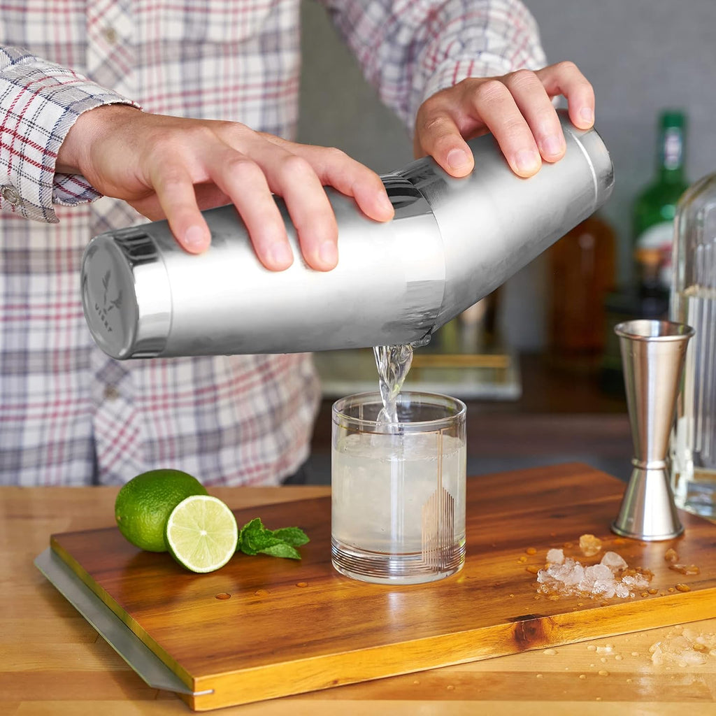 Bartender Kit for Mixed Drinks and Cold Brew Cocktails, Includes Boston Cocktail Shakers, Mixing Glass, Jigger - Set of 7