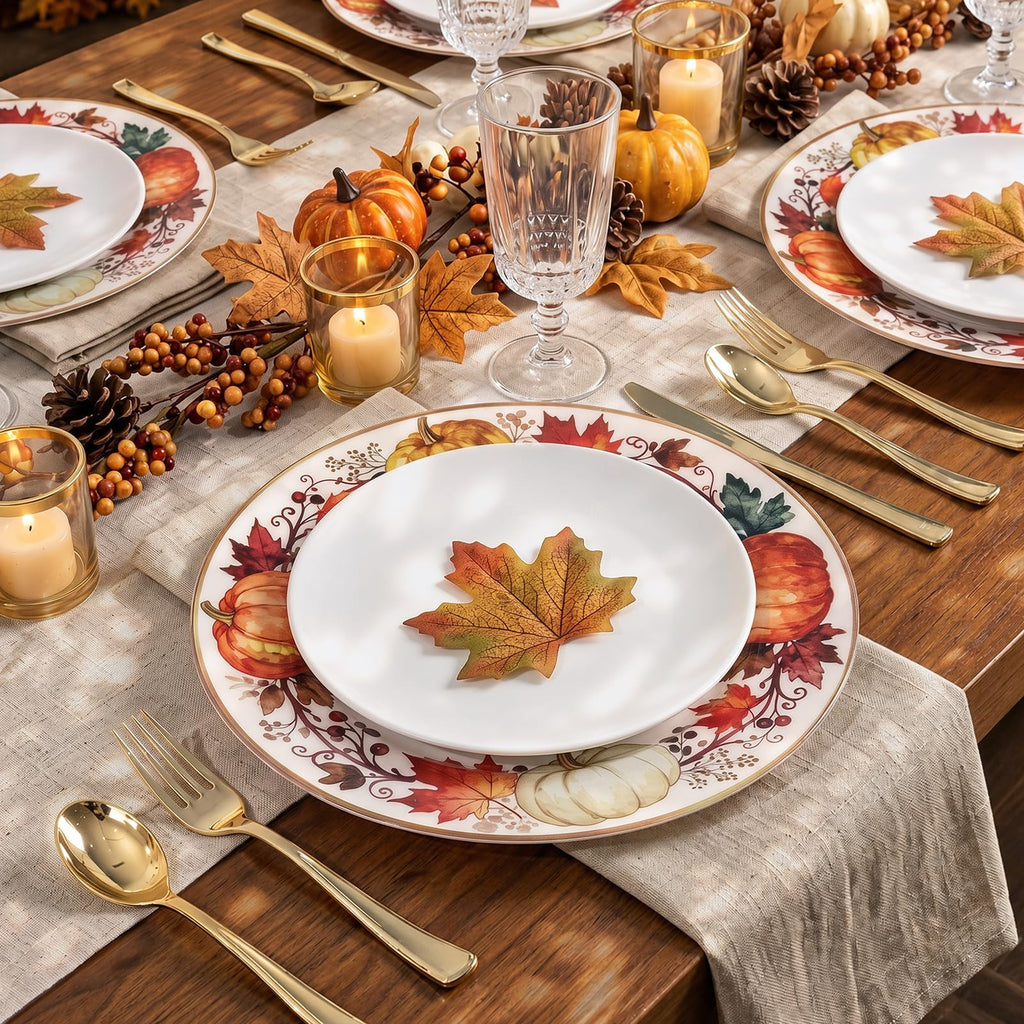 12PCS Thanksgiving Charger Plates 12Inch Fall Plastic Plates for Dinner