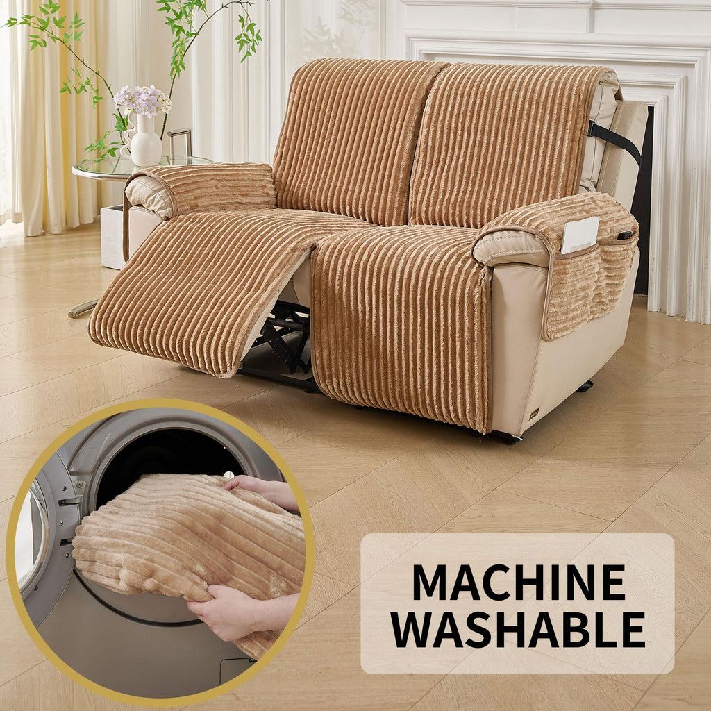 Waterproof Recliner Couch Cover Non-Slip Reclining Couch Covers Faux Fur Soft Thick Washable Recliner Sofa Covers 3
