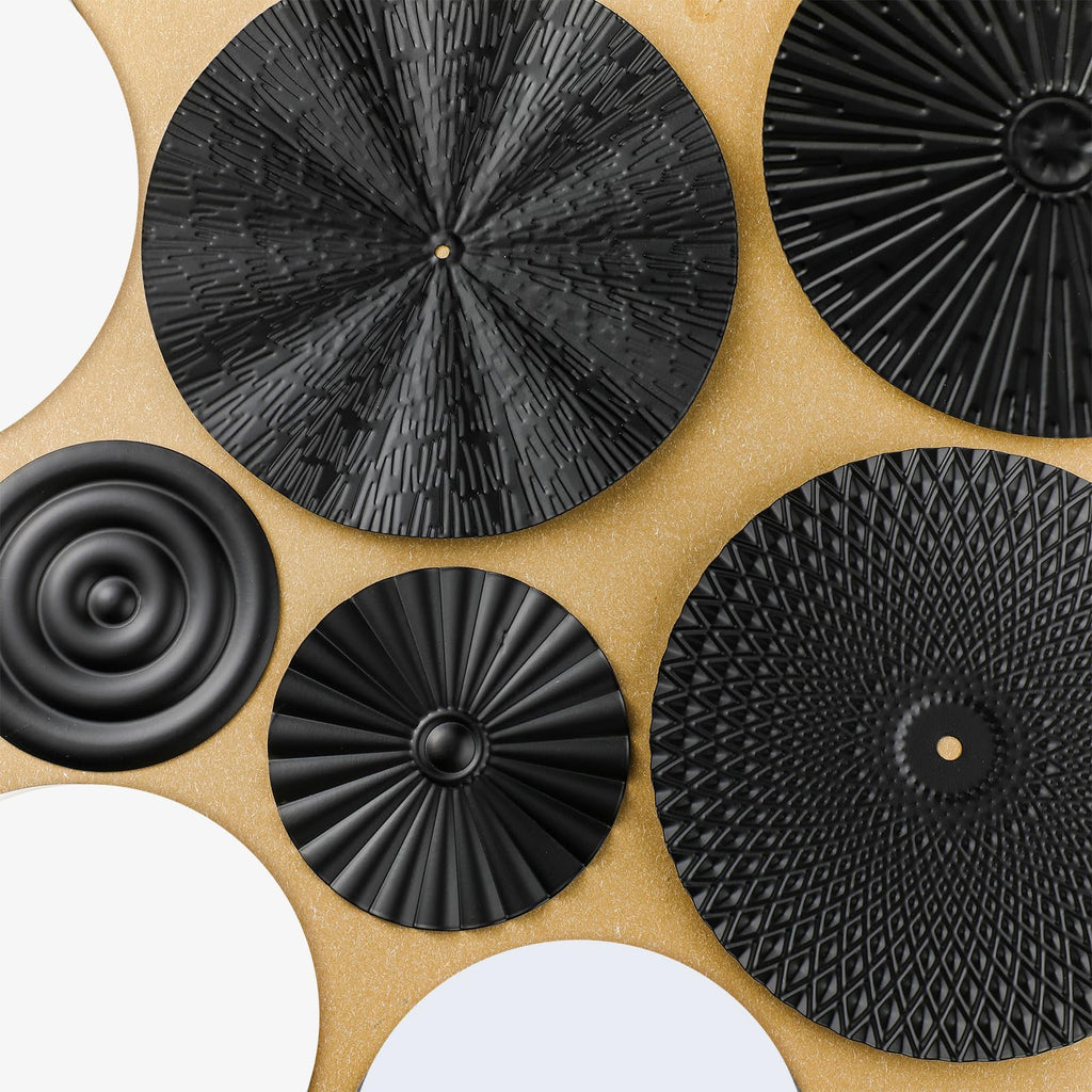 9 Pcs Black Mirror Wall Decor Metal Round