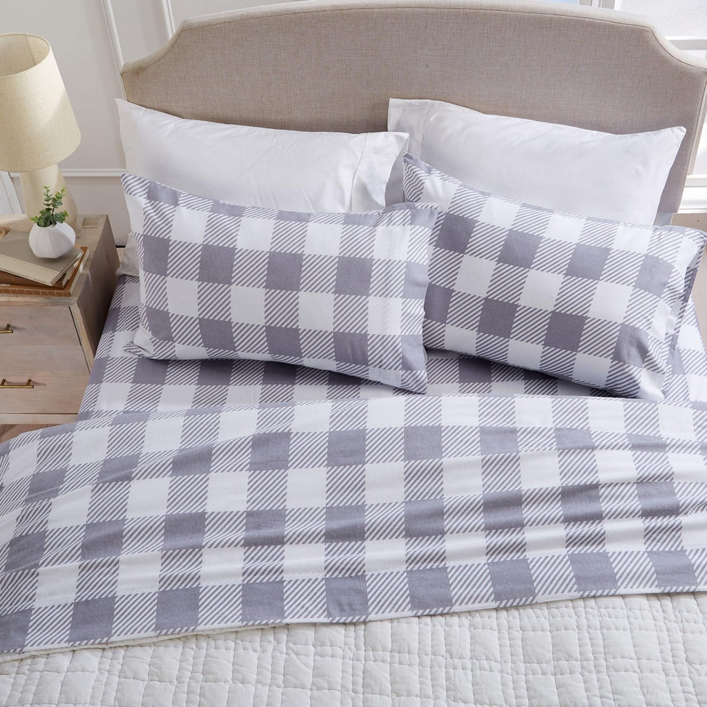 100% Turkish Cotton Flannel Sheet Set | 4 Piece Deep Pocket Novelty Cozy Winter Bed Sheets | Double Brushed for Extra