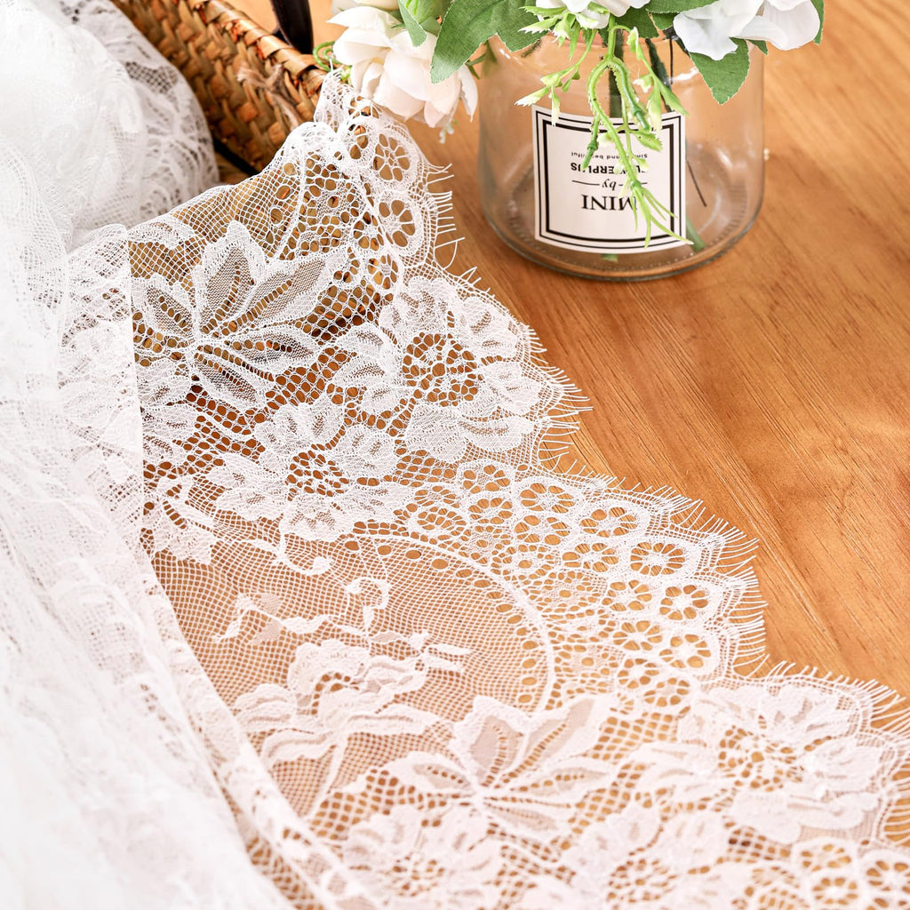 Lace Tablecloth Rectangular 2 Pieces 60 x 120 Inch White Wedding Overlay
