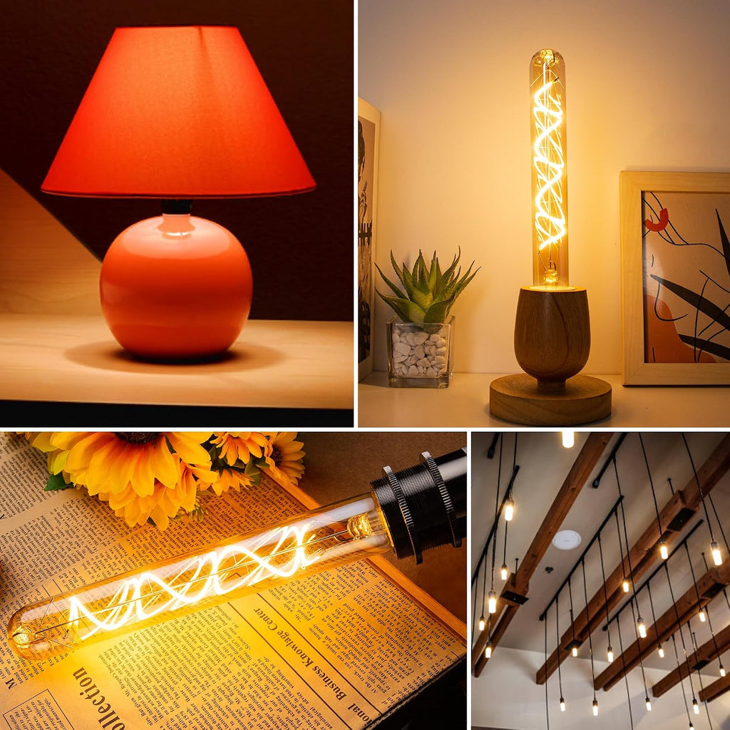 T10 E26 LED Bulbs 6W 60w, 8.9IN Dimmable 2700K,Tubular Edison Light Bulbs