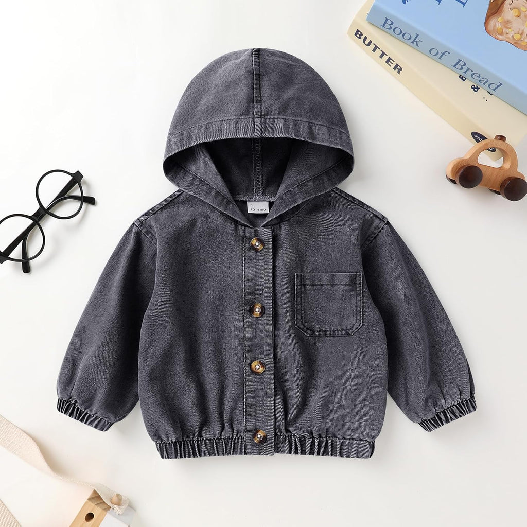 Toddler Jean Jacket with Hood Denim Outerwear for Girls and Boys