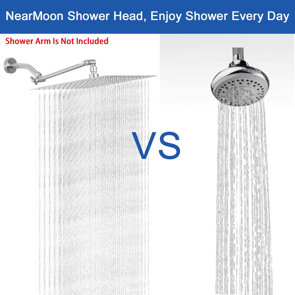Rain Shower Head, High Flow Stainless Steel Square Rainfall Shower, High Pressure Design, Awesome Shower Experience