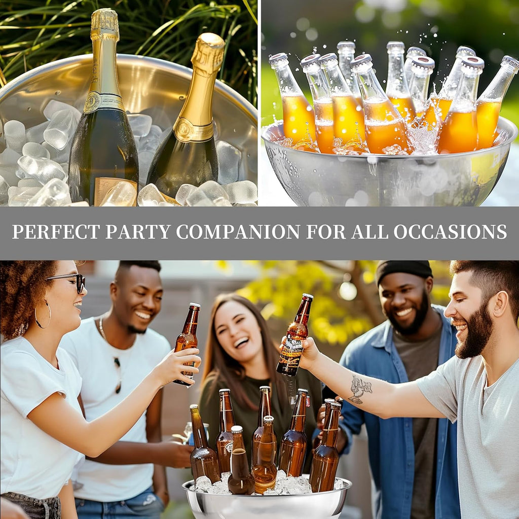 12L Premium Large Size Ice Bucket, Stainless Steel Champagne Bucket for Parties with Great Performance and Sleek