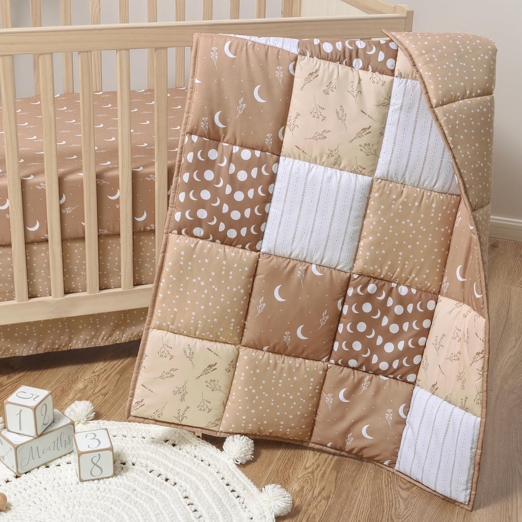 3 Piece Baby Crib Bedding Set for Boys & Girls - Newborn, Infant & Toddler Nursery Bed Set Decor with Fitted Crib