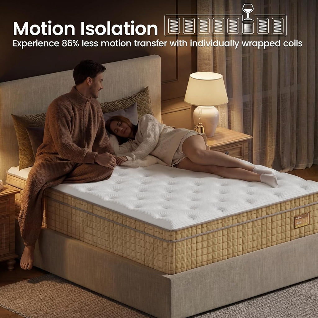 Firm Full Mattress 13 inch, Deep Sleep Hybrid Mattresses in a Box, Zoned Lumbar Support for & Back Pain Relief, Made