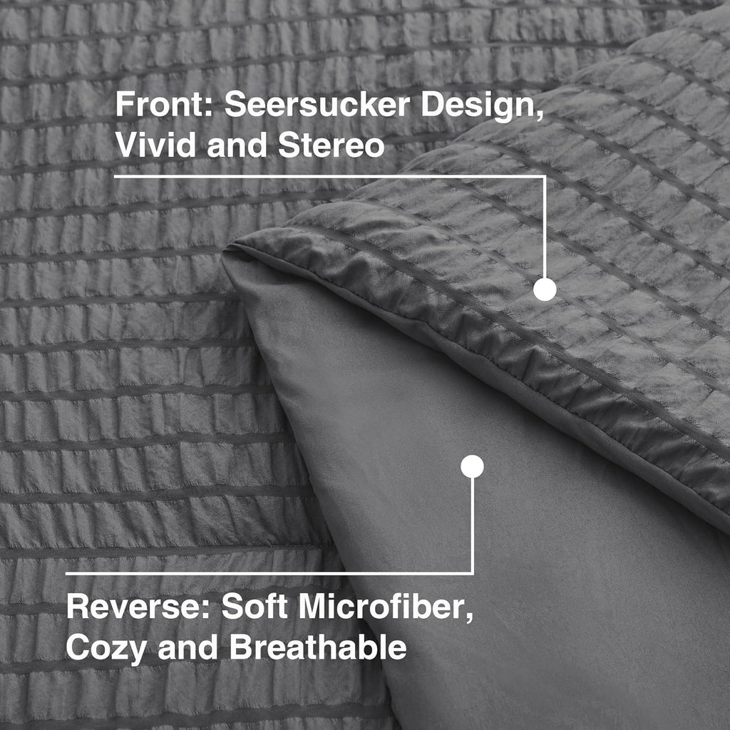 Seersucker Dark Grey Twin Comforter Set