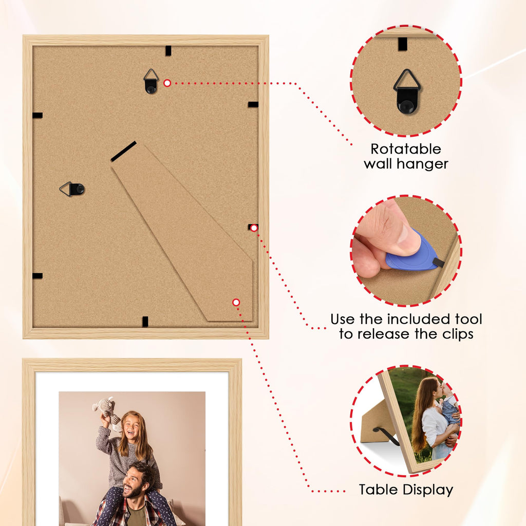 10 Pack Natural Picture Frames Collage Wall Decor for Mounting or Tabletop Display, Gallery Wall Frame Set with Two