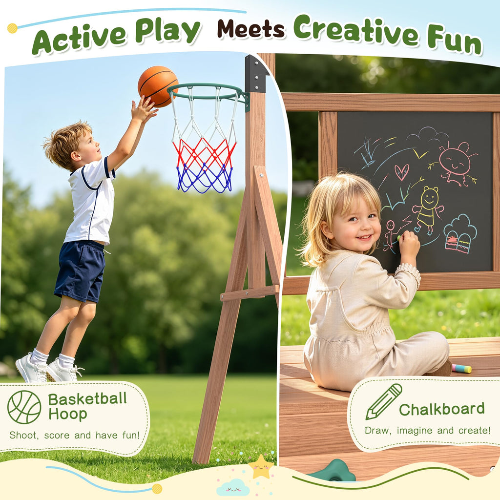 6-in-1 Wooden Swing Set