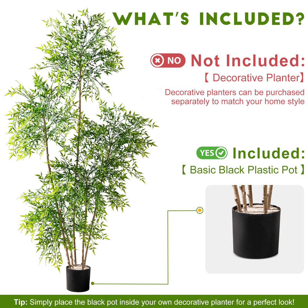 Faux Bamboo Plant Artificial Nandina Tree 7.2FT Artificial Plants Realistic 90% Better Coverage Faux Plant Bamboo