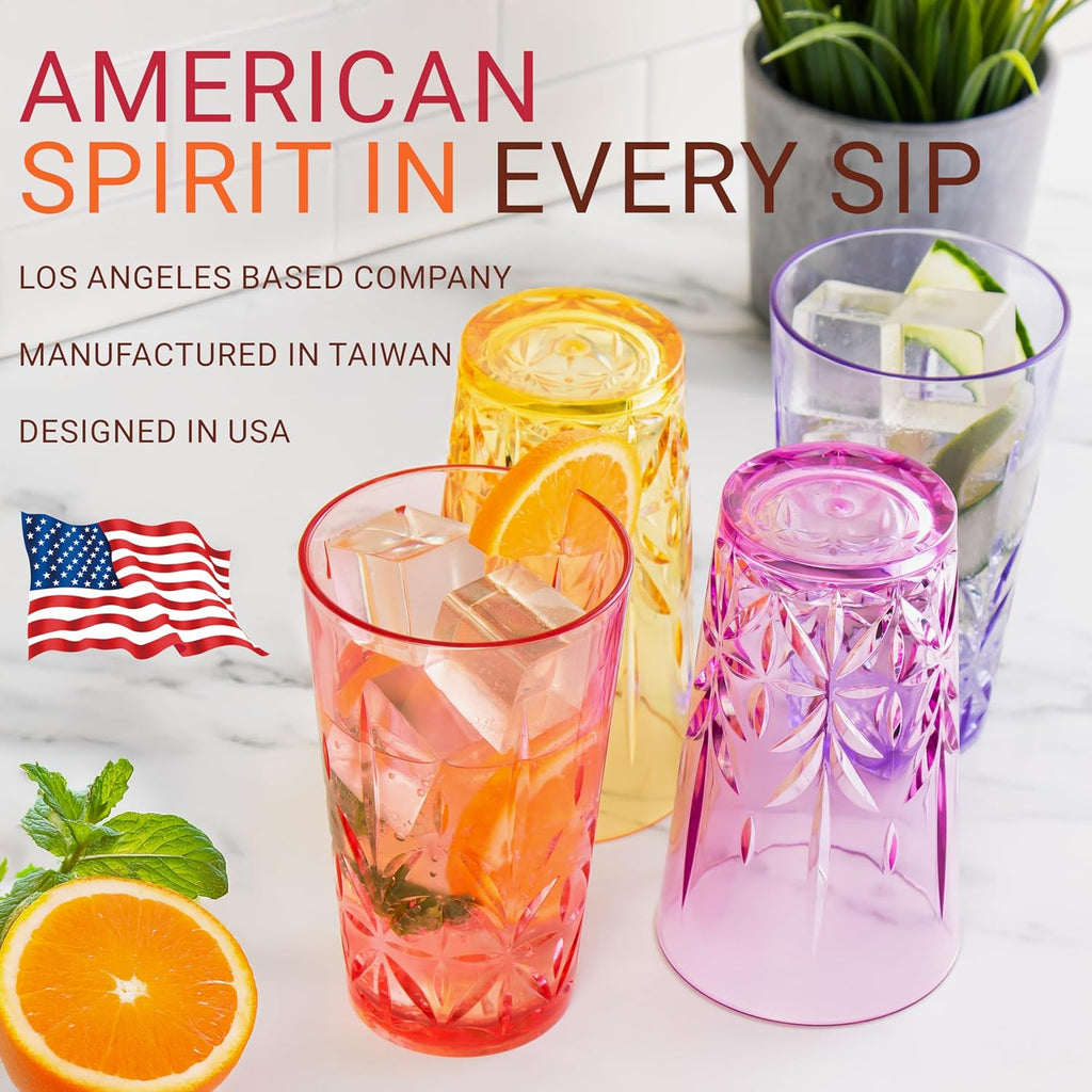 Royal Plastic Drinking Tumbler, Premium Quality Water Glasses, Dishwasher-Safe BPA-Free Durable Mixed Colors Assorted