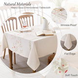 Linen Style Embroidered Tablecloth, Waterproof and Wrinkle-Resistant Table Cloth Rectangle Tables, F