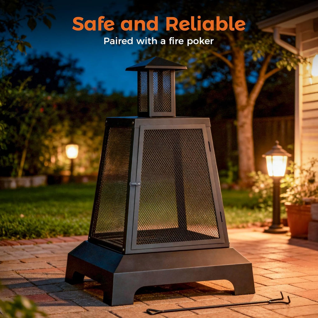 28 inch Fire Pit Outdoor, Outdoor Wood Burning Fire Pit Large, Firepits for Outside Patio, Garden, Backyard