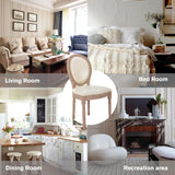 French Country Dining Chairs Set of 2, Upholstered Leather Dining Room Chairs with Round Back and Solid Wood Legs