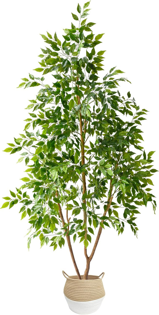 Artificial Ficus Tree 7ft Tall Fake Plant with Basket