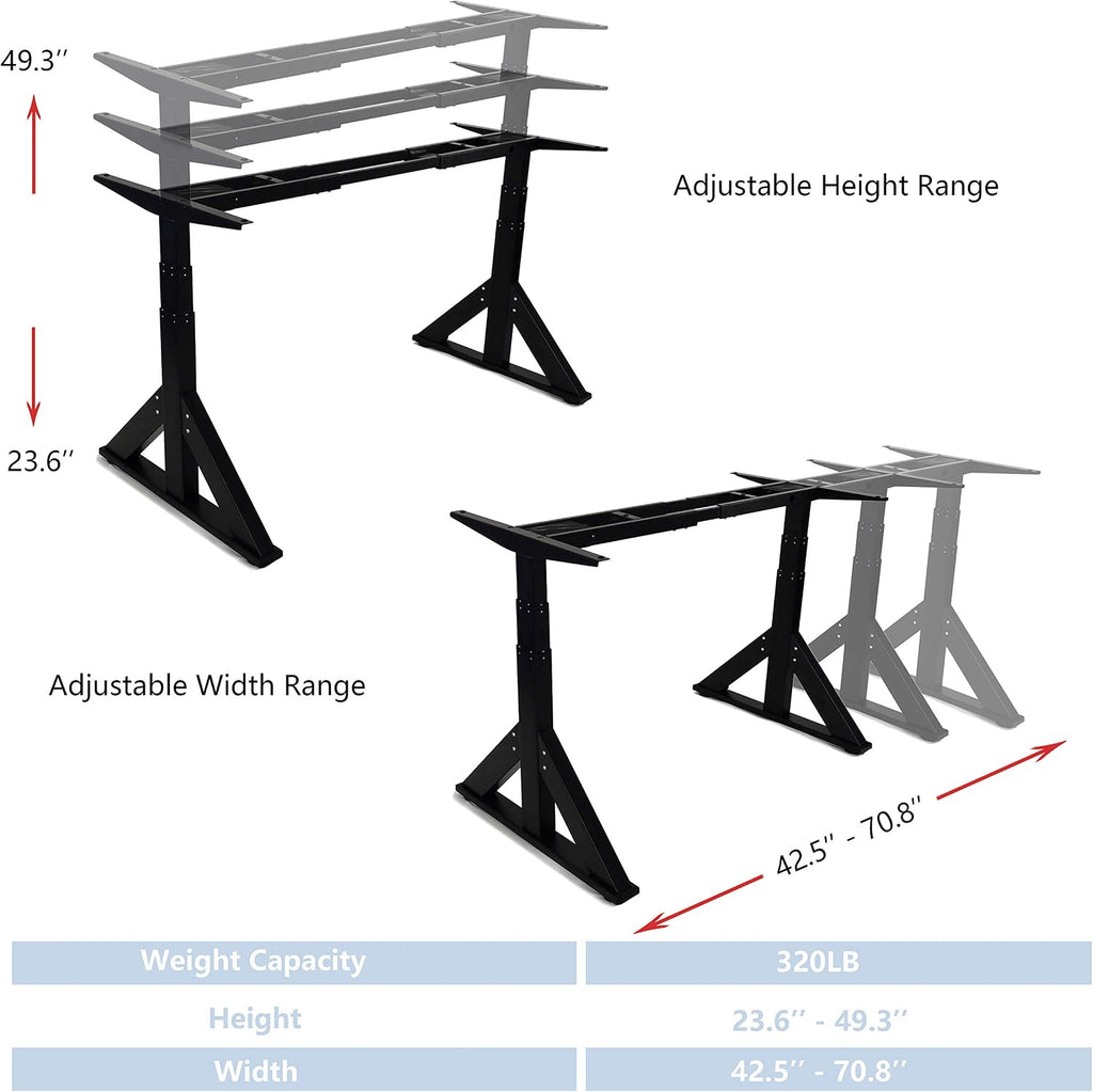 VJ205 Electric Height Adjustable Sitting Standing Desk Frame Sit Stand - Dual Motors 3 Stages Motorized Desk Base