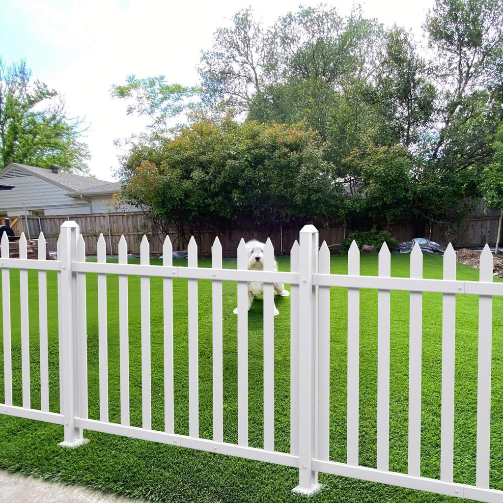 3 Sets 36" H x 84" W Vinyl White Picket Fence Panels Decorative Fencing for Front Porch Yard Garden Pool (34 Pickets