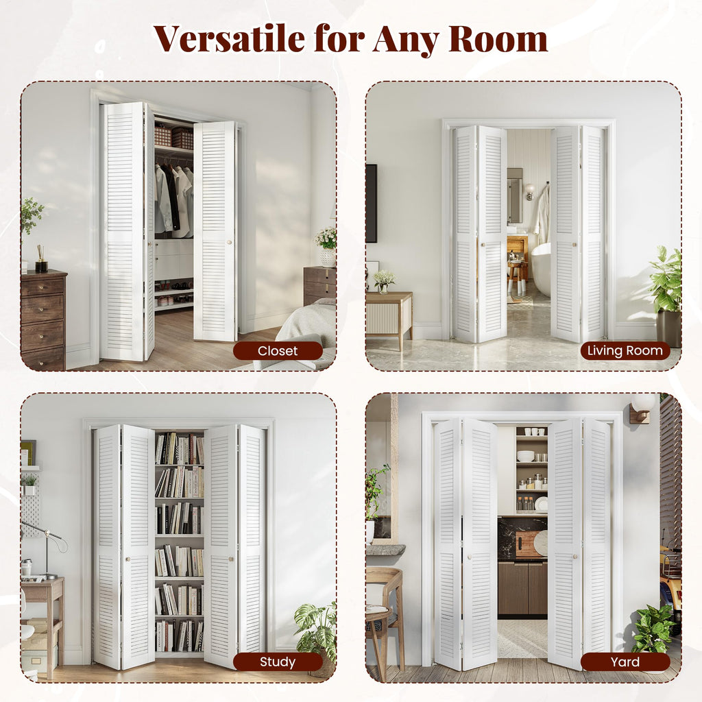 60" x 80" Louvered Bifold Closet Door, MDF, White