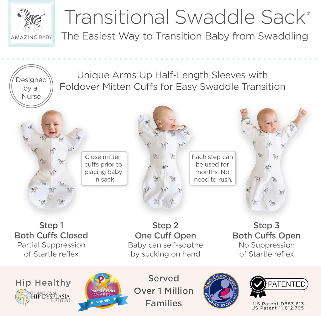 Transitional Swaddle Sack, Cotton, Little Zebra