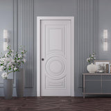 Sliding Pocket Door 36 x 84 inches | LUX 7855 White Enamel | Kit Rail Hardware | Solid Wood Interior