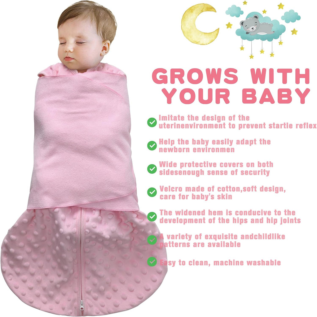 Fleece Sleep Sack Baby Swaddle, Way Adjustable Wearable Blanket,2 Pack Fleece Swaddling sleeping bag TOG