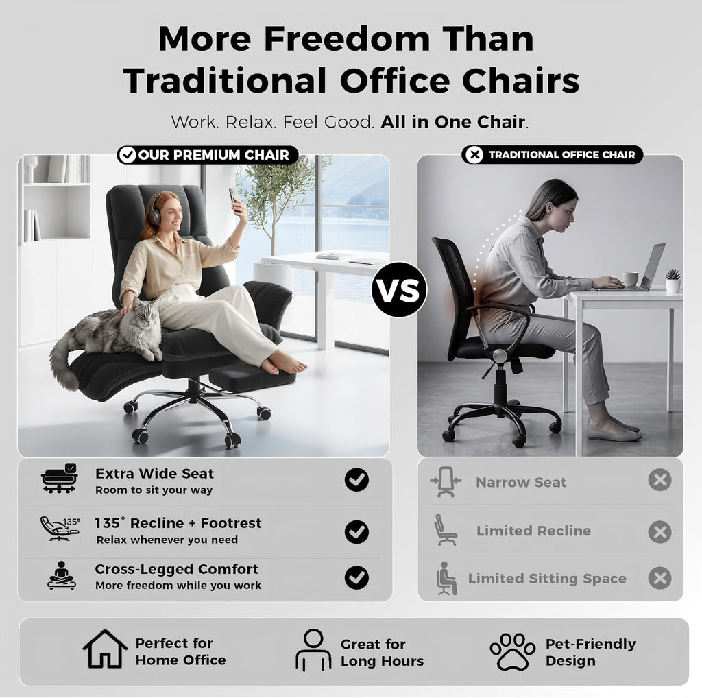 Big and Tall Office Chair, Flip Armrests for Pets & Cross Legged Sitting | Executive Ergonomic Computer Gaming Chair