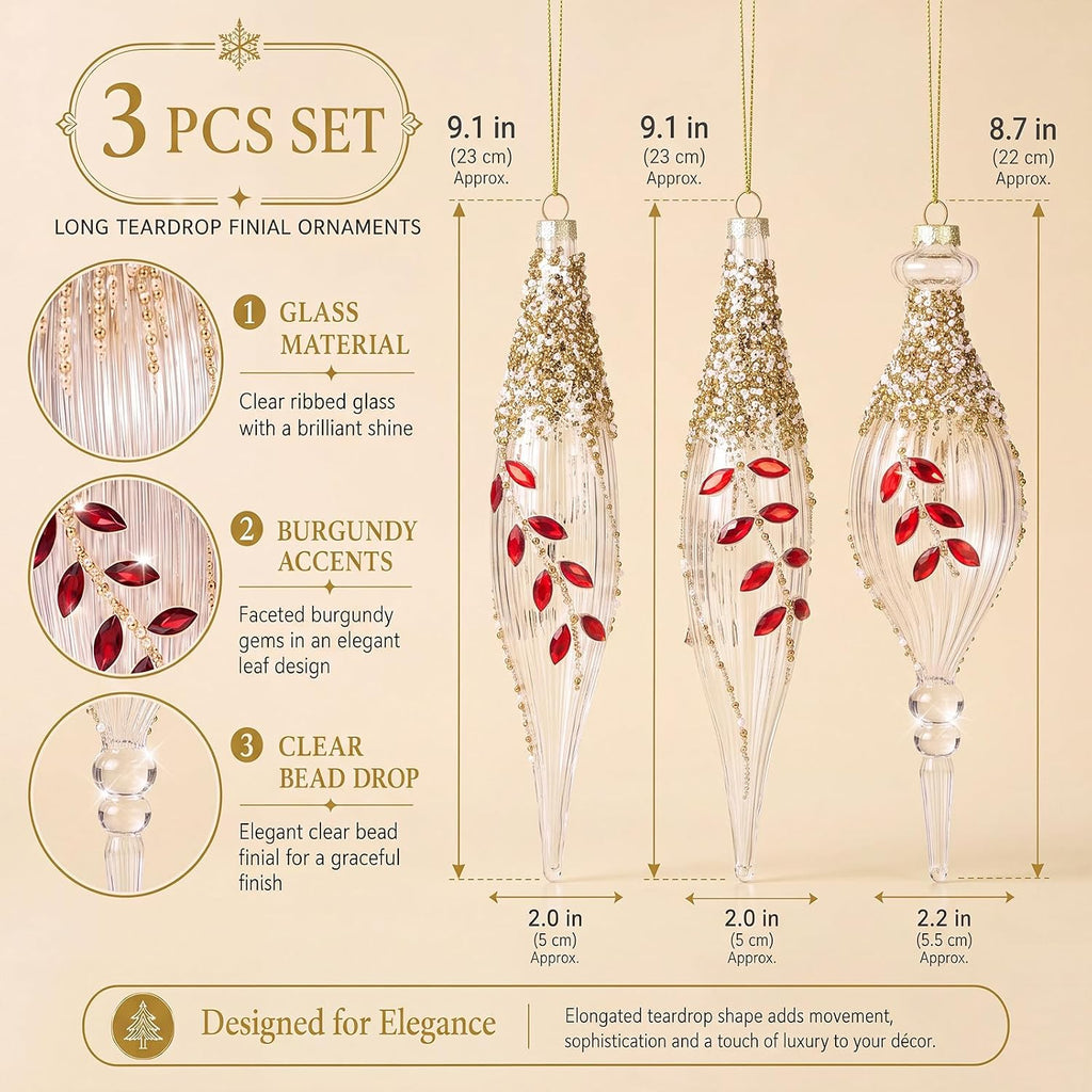 3 Pcs Christmas Glass Ball Ornaments Xmas Tree Decorations