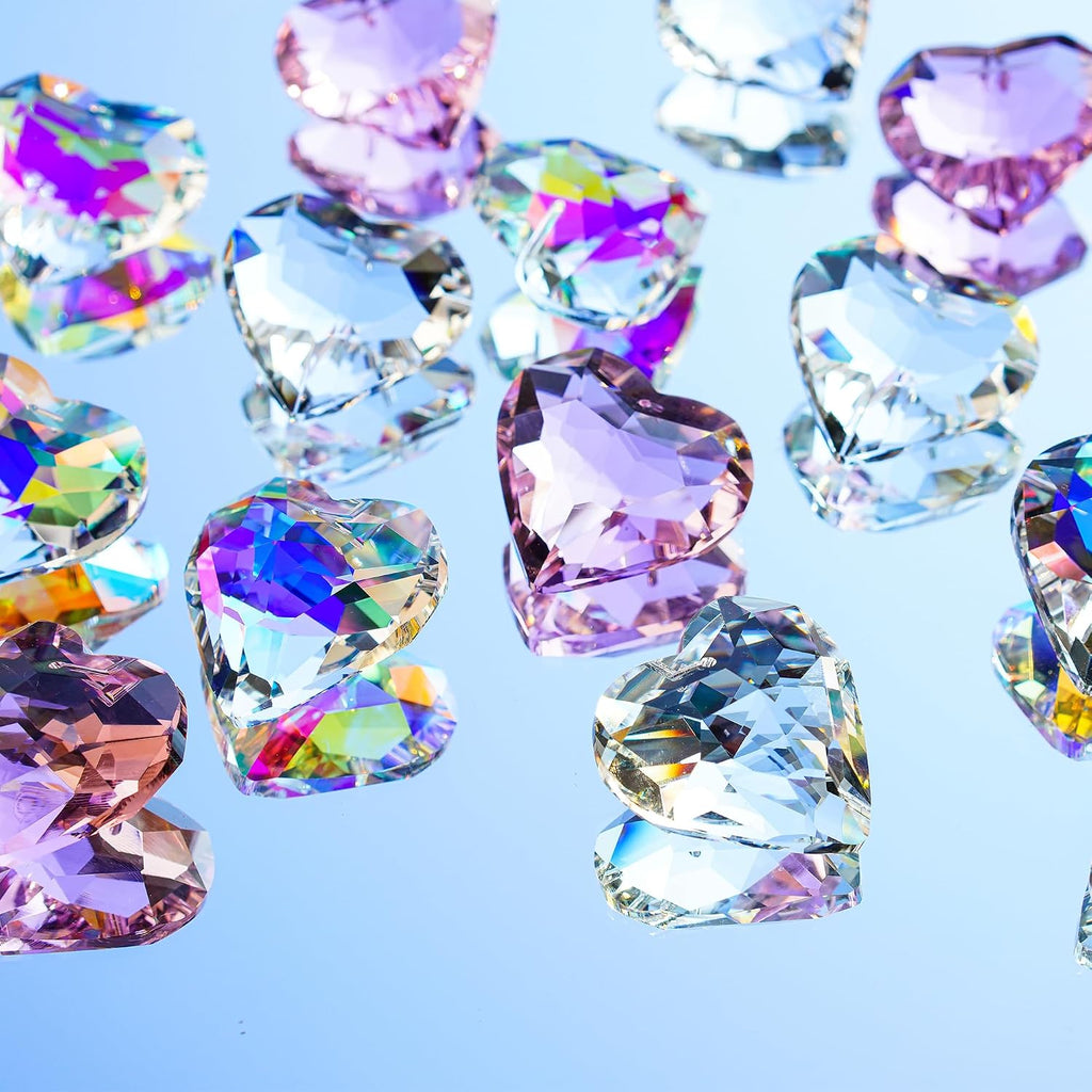 3 Pcs 50mm Clear Crystal Heart Suncatcher Hanging Window Decor - Clear Crystal Heart Sun Catcher Prism Rainbow Maker