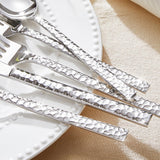 60-Piece Hammered Silverware Set, 18/10 Stainless Steel Flatware Set for 12, Cutlery Set
