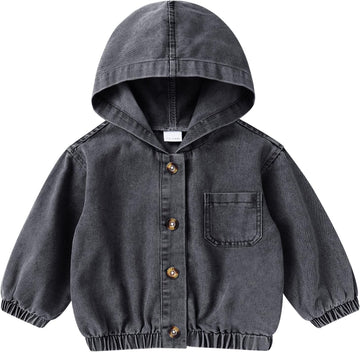 Toddler Jean Jacket with Hood Denim Outerwear for Girls and Boys
