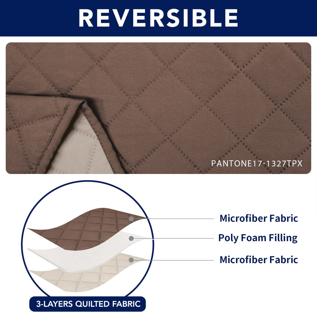 Water Resistant Reversible Loveseat Recliner Cover for Double