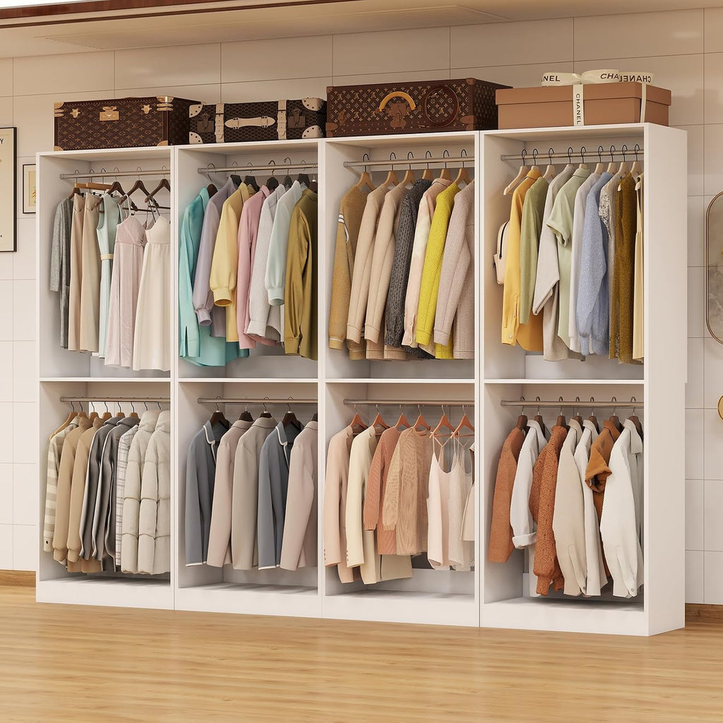 Closet System, 8FT Closet Organizer System Small Wood Walk-in Closet Freestanding System Corner Closets Shelf Storage