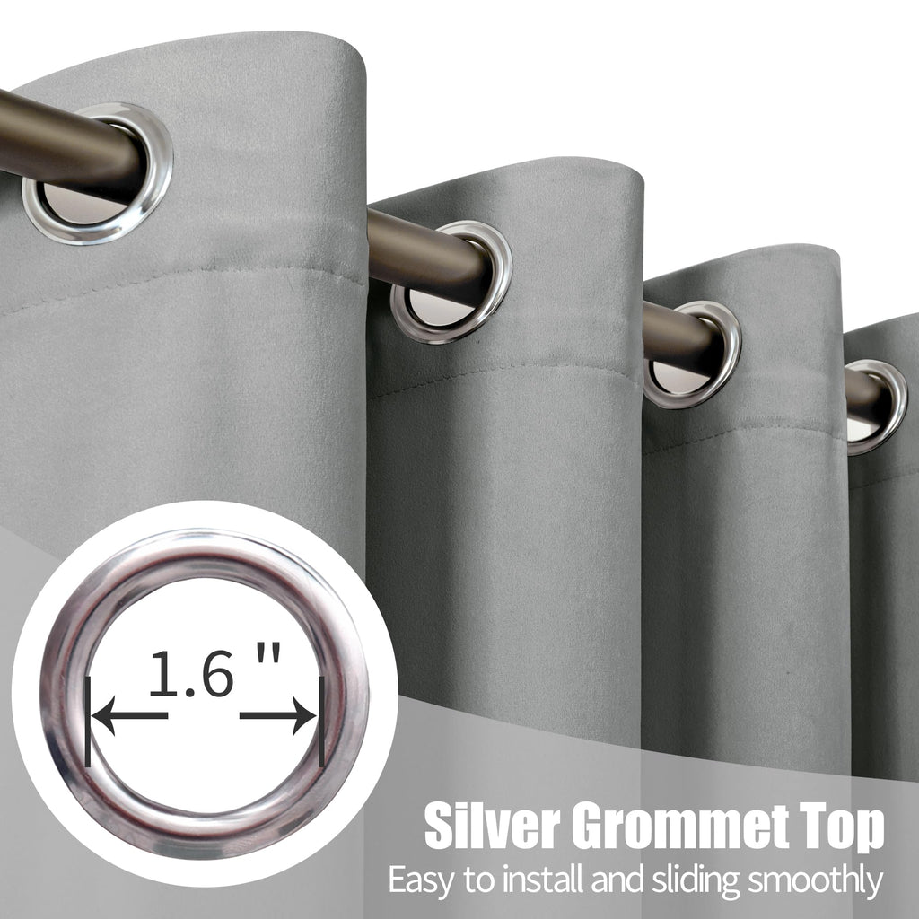 72 Inch Length Velvet Blackout Curtains with Grommet 2 Panels