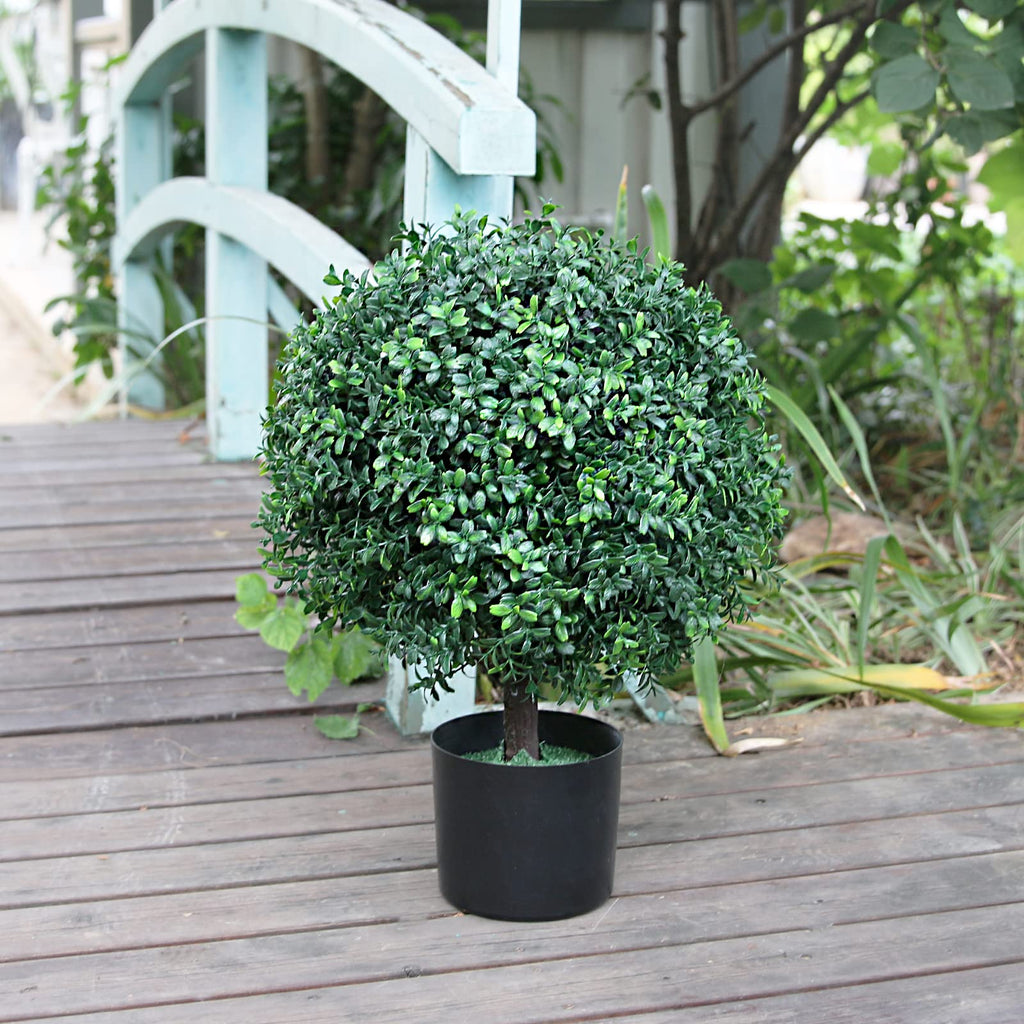 21.6" Tall Artificial Boxwood Topiary Ball Tree Set of 2