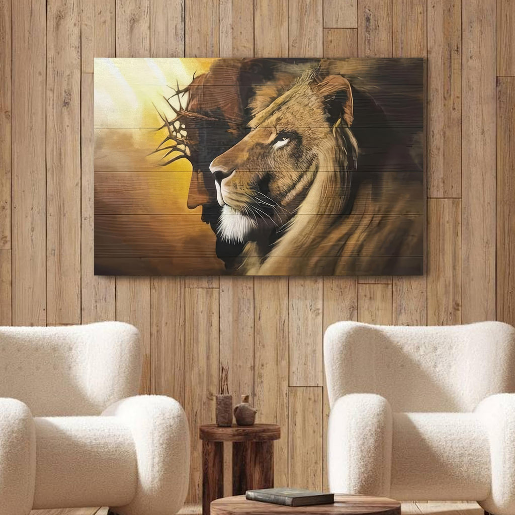 Framed Jesus Christ Canvas Wall Art The Lion of Judah Christian Painting Prints Biblical Wall Decor Religious Room