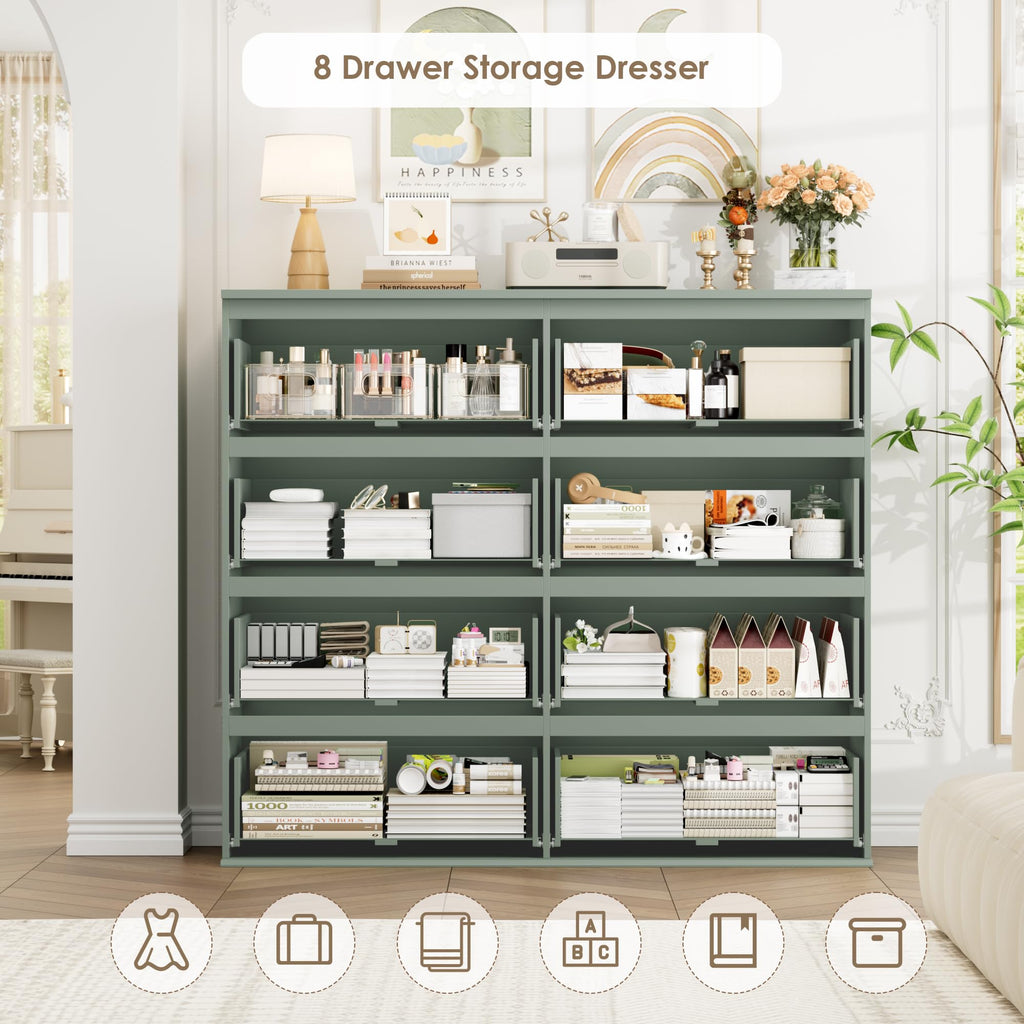 Green, 8 Drawer Chest of Drawers