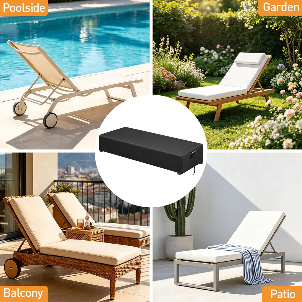 600D Lounge Chair Cover 2 Pack, Chaise Lounge Chair Cover, 80x28x13 | Waterproof,PU Coating, Reflective Handle, Air