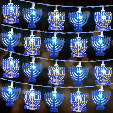 Strings 20 Feet 40 LED Hanukkah Lights Battery Operated - Set of 2