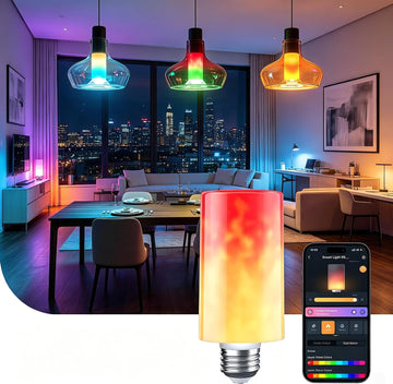 Smart Light Bulb, T19 Custom Flame Effect RGB Color Changing Bulb
